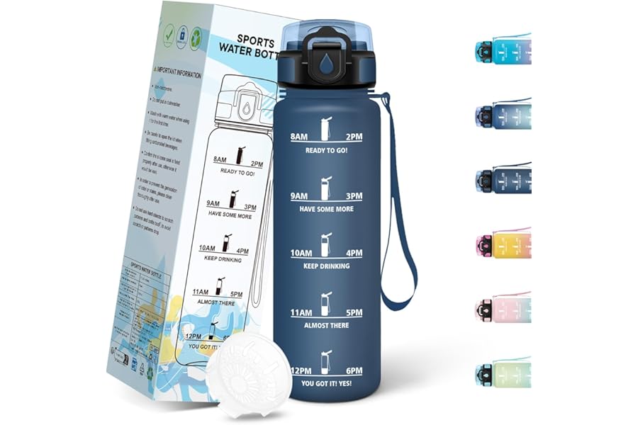 Mulbijeo 500ML Gym Water Bottle, Simple and Portable, Kids Water Bottle, Reusable, Motivational Water Bottles, Leak Proof, Water Bottles for Running, Work, School, Camping