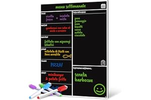 Smart Panda Lavagna Calendario Magnetico Frigorifero - Perfetta per la Pianificazione Settimanale dei Pasti, per la Lista della Spesa, per Tutta la Famiglia - Lavagnetta Magnetica - in Italiano