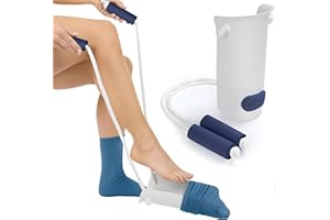 BODYHEALT Sock Aids for Putting Socks On and Off - Easy to Use Sock Assistant Puller with Foam Handles for Elderly, Men, Women, Disabled, Pregnant Women Pulling Assist Device (White, 1 Pack)
