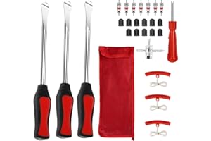 Nizirioo YOYIAG Outil Levier de Pneu: Kit de Changement de Pneu 26 Pièces, Cuillère à Outil de Levier de Pneu, Outils de Levier de Fer à Levier avec 3 Protections de Jante de Roue