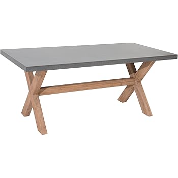 Tisch aus Leichtbeton und Eiche geölt recht-eckig 140x70x77 cm