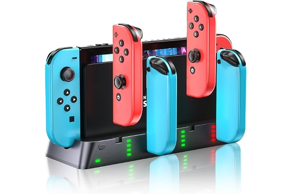 Wenocally Estación de Carga para Controlador de Conmutador, Compatible con Nintendo Switch Joy Con & Switch Modelo OLED, Estación de Carga Compatible con Nintendo Switch, Soporta 6 Joycons e Indicador