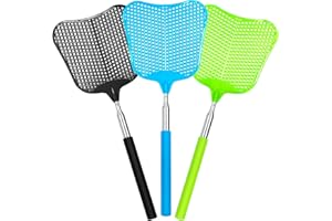 CHONGQILAO Paletta Mosche Allungabile, 3 Pezzi Estensibile Scacciamosche Telescopico, Colorato Manuale Paletta Mosche Plastica, Insetti Paletta Zanzare, per Allontanarsi Mosche, Zanzare, Vespe e Altri Insetti