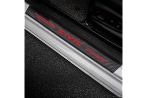 CWWHY 4 Piezas Protector de Umbral de la Puerta del Coche placa de Rasguño Ho-nda Civic 7 8 9 10 8th 10th 2008-2018 2019 2020 2021, Carbon Fiber Step Pedal Pegatinas Tiras de Ajuste Auto Accesorios