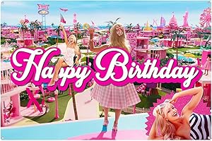 Bar-bie Hintergrundtuch CBOSNF Hintergründe für Mädchen Geburtstag Party Dekorationen Supplies,Mädchen-Hintergrund für Fotografie,Thema Geburtstag Hintergrund für Kuchen Tischdekorationen 150 * 100CM