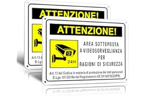 TAKULA Cartello Area Videosorvegliata per Motivi di Sicurezza,20 * 15M Cartelli Videosorveglianza 24H,Segnali di Videosorveglianza Conformi al GDPR|2 Pezzi