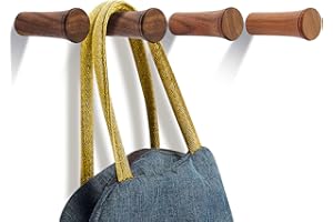 HomeDo Wall Hooks Perchero de madera, para Montaje en Pared, para Entrada, Estante para Sombreros, Ganchos Decorativos, toallero, Gancho para Cargas Pesadas (R3.5-Nogal-8 cm, 6 Piezas)