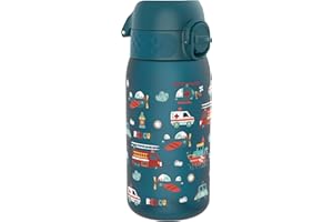 ion8 Kinder Trinkflasche, 350ml, Auslaufsicher, Einhandöffnung, Sichere Verriegelung, Spülmaschinenfest, BPA-frei, Tragegriff, Klappdeckel, Leicht zu Reinigen, Klimaneutral, Rettungsfahrzeuge,