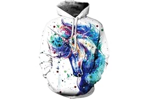 EUDOLAH Sudadera Mujer Sudadera con Capucha 3D Impresión Digital Animal Galaxy Canguro Bolsillo Manga Larga