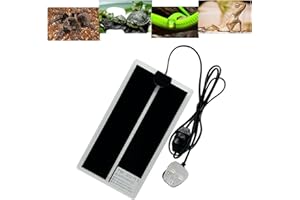 FIPASEN Reptile Heating Mat, Reptile Heating Pad with Temperature Adjustment for Reptiles Tortoise Snakes Lizard Gecko Hermit Crab Turtle Amphibians - Removable Terrarium Heat Mats(7W, 11x6 inches)