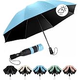 Chakipee Women's Windproof Folding Umbrella - Windproof Inverted Umbrella, Portable Compact Men's Automatic Travel Umbrella,
