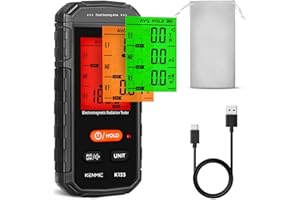 KENMIC EMF Messgerät, 3-in-1 EMF Meter EF/MF/RF Tragbarer Elektromagnetischer Feld Strahlungs Detektor für EF, RF, MF, WiFi Signal, Passend für Zuhause, Büro EMF Inspektionen und Geisterjagd