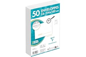 Clairefontaine 5926C - Paquet de 50 Enveloppes Blanches C6-114x162 mm - Précasées - Auto-Adhésives - 80g/m²