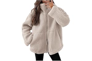 Nuqqichongtian Teddyjacke Damen Winter Teddyfleece Jacke Doppelschieber Reißverschluss Winterjacke Thermal Teddy Wintermantel Einfarbig Fleecejacke Plüschjacke