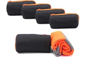 4business 5 Stück Kfz Warnweste orange gerollt im schwarzen Reißverschluss-Beutel | EN ISO 20471 Unisize für Erwachsene waschbar | Motorrad