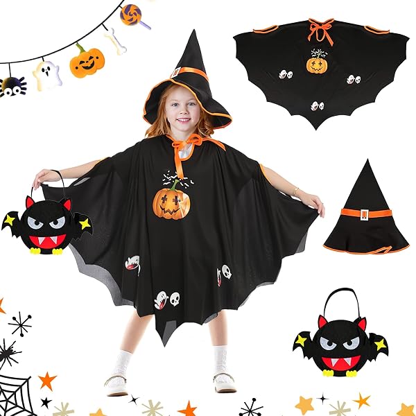 Mantello da pipistrello nero bambina halloween - Vegaoo