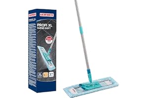 Leifheit Golvmopp Profi XL supermjuk mopp 42 cm, tvättbar | 360° vridbar fog, supermjukt torköverdrag för parkett, laminat oc