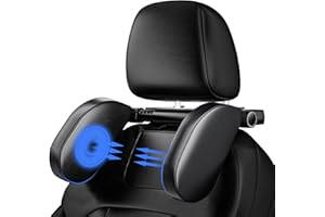 TWIRUSH Kopfstütze Auto Kinder, Nackenstütze Auto mit Teleskopstange, Einstellbar Abnehmbare Atmungsaktiv Auto Kopfstütze, Auto Nackenstütze Nackenkissen Autokissen aus Leder für Kinder Erwachsene(Schwarz)