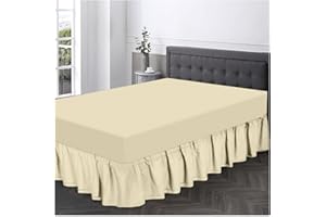 GC GAVENO CAVAILIA Plain Dyed Valance Fitted Sheet-Polycotton Soft Bedsheets For King Size Bed- Frill Bedding Base Wrap Valance Sheet- Cream