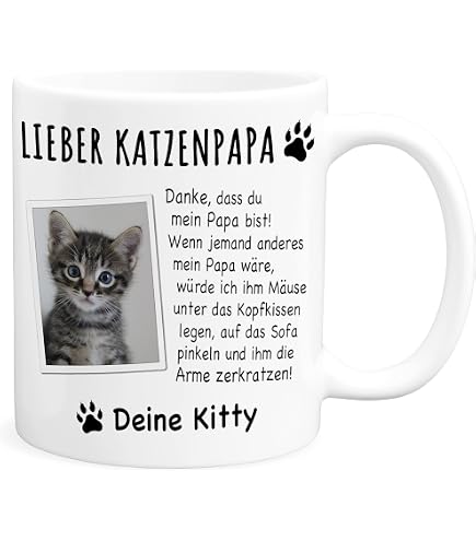 SpecialMe® Katzen-Papa Tasse Personalisiert – Mit 3 Katzen & Wunschnamen, Perfekt Für Vatertag