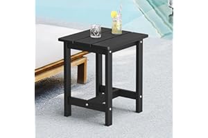 LUE BONA Table Basse Carrée Extérieure en HDPS,Design Adirondack, Table Basse de Jardin Carrée pour Patio,Terrasse,Jardins,Balcons,41 x 31 x 43 cm,Noir