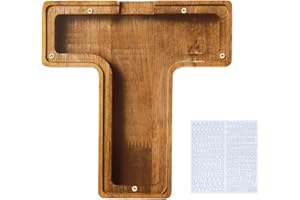 GOXAEEE Hucha Madera 23cm Personalizadas de Hucha con Letras, Hucha Cerdito para Niños, Creativa Hucha como Casa Decoración Regalos para Cumpleaños Navidad (T)