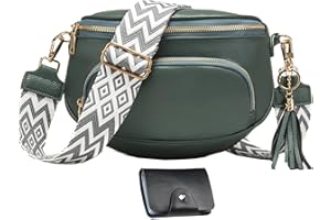KUNKUN borsa marsupio donna elegante borsa donna grande borse tracolla donna borsello donna vera pelle borsette donna Invia il pacchetto di carte di credito con blocco RFID -Verde grigio