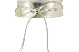 FASHIONGEN - Ceinture femme Obi en Véritable Cuir de Vachette Pleine Fleur, Ceinture pour robe, CASSIANE