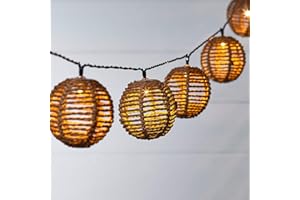 Lights4fun Guirlande Lumineuse Solaire avec 10 Boules en Rotin LED Blanc Chaud 8 Modes de 2,25 m Décoration pour Jardin Balcon Patio Extérieur