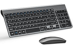 TopMate Ensemble Clavier et Souris sans Fil Ultra-Mince, 2.4G Silent Compact Clavier de Souris 2400 DPI Pleine Taille, avec Couvercle, Piles 2 AA et 2 AAA, pour PC/Laptop/Windows/Mac-Gris Noir