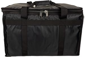 LEDSA MART Hot Food Bag with Divider for Pizza, Curry, Takeaway, Restaurant, Picnic, Indian, Chinese, Kebabs, Catering, Delivery Bag, Thermal Insulated (Black, 57L - 50x36x32cm)