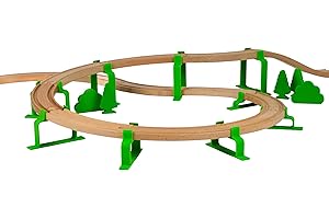 Briocks® - Soporte de riel en espiral para tren de madera, compatible con BRIO, Thomas, Lillabo, IKEA, Melissa & Doug, Oxybul, Playtive y muchos otros. (2 niveles)