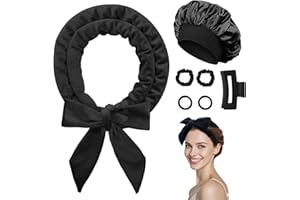 Baolivi Velvet Heatless Hair Curler Curls Headband, Soft Overnight Hair Curlers No Heat to Sleep in, 7 PCS No Heat Curling Heatless Hair Curlers Rollers Set with Bonnet for Women Girls, 70" Black