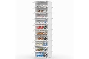 HOMIDEC Zapatero de 10 Niveles para Entrada y Recibidor, Capacidad 20 Pares de Zapatos, Estrechos para Entradas, Dormitorios y Pasillos, Transparente