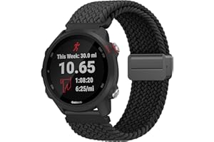 Wanme Bracelet Compatible pour Garmin Vivoactive 5/Forerunner 55/Forerunner 245/254 Music/Forerunner 645/645 Music Femme Homme, 20mm Bracelet de Magnétique Elastique pour (20mm, Noir)
