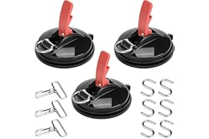 WILLKOMMEN 3 ganci a ventose di ancoraggio, clip ad anello 3D, ganci a ventosa per casa, officina e campeggio, adatti per collegare tende da sole, linee di lavaggio