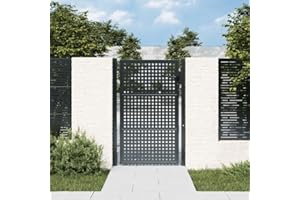 Emmtore Gartentor, Gartentür Gartenpforte mit Maschendraht, Abschließbare Zauntür mit 1 Set Schloss Griff, Hoftor Hoftür, Anthrazit Stahl,105 x 175 cm