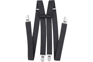 axy Hosenträger für Herren breit 2,5 cm in H-Form mit 4 Hosenträger Clips extra stark längenverstellbar