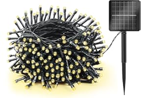 HELESIN Solarny łańcuch świetlny do użytku na zewnątrz, 22 m, 200 diod LED, 8 trybów, 1200 mHA odporny na warunki atmosferyczne, do ogrodu, na balkon, Boże Narodzenie, Halloween i taras
