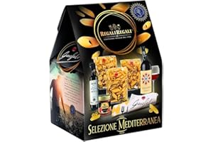 ITALIAN GOURMET E.R. REGALI REGALI | Confezione Regalo "Selezione Mediterranea", Cesto Alimentare Natalizio, Esclusiva Cuspide Contenente Vino, Aceto Balsamico di Modena, Pasta e Tanto Altro, Idea Regalo