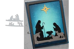 FCLILY@JJ 2pc Christmas a Savior is Born Metal Die Cuts,Merry Christmas Party Deer Horse Invitation Cutting Dies Cut Stencils DIY Scrapbooking Photo Album Decorative Embossing Paper Card Making