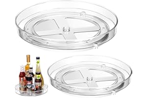 AOKITO Kühlschrank Organizer 2 Stück, Lazy Susan, Drehteller Organizer, Gewürzregal, Drehteller Klein 360 Drehbar, für Küche, Kühlschrank, Kosmetik, Gewürze und Vorratsdosen - 2 Größen (ø: 23 & 27 cm)