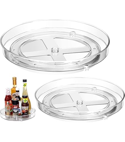 Lazy Susan Giradischi Trasparente In Plastica 20,3 Cm, Rotazione 360° Con Cuscinetti A Sfera, Vassoio Girevole Per Frigorifero, Dispensa, Torte, Spezie, Cosmetici - 3