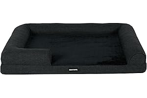 HMTOPE Orthopädisches Hundebett, Hundesofa, hohen Rand, Hundekissen, Hundekorb, Abnehmbar und waschbar, Grosse Hunde & MittelgroßeHunde, Schwarzgrau, 120cm