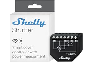 Shelly Shutter - Module interrupteur volet roulant connecté, 110-240 V 4A, Commande à distance rideaux, stores, auvents, Mesure consommation, Horaires, Compatible Alexa, Google Home, SmartThings