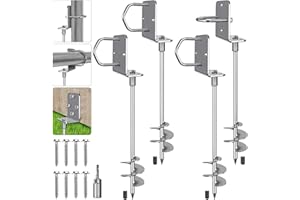 Insaga Tent Peg, 69cm Heavy Duty Ground Anchor Large Metal Earth Sand Stake Spiral Blade Screw in Trampolines Spike for Swing Kit/Camping/Shed/Dog/Carport with Fixed Plate Loop, 4 Pack