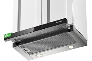 GASLAND BR60SS A++ Dunstabzugshaube 60 cm umluft breit, Glas-Front mit Sensor Touch einbau flachschirmhaube 566 m³/h mit CF176 Aktivkohlefilter, Integrierte Flach Leise Abluft Abzugshaube Edelstahl