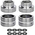 Yuiturt 4 Pcs Faucet Adapter Kit, 16mm to 22mm Male Thread and M22 - M22 Brass Tap Aerator Connector with Gasket, Tap Aerator Faucet Adapter Set Faucet Connector for Kitchen Garden Bathroom Sink Hose