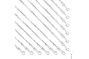 Devenirriche 925 Sterling Silver Plated Chains, 26 Pack Necklace Chains DIY Chains Bulk Link Necklace 925 Silver Plated with Lobster Clasps for Jewellery Making (18Inches 1.5mm)