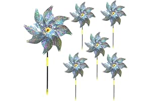 Shengruili 6 Pezzi Mulino a Vento Repellente per Uccelli,Spavento Riflettente degli Uccelli,Decorazione da Giardino Repellente per Uccelli,Repellente per Uccelli Girandole